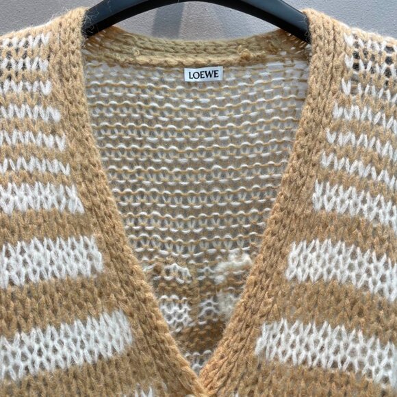 Loewe Anagram Wool-blend White/Camel Cardigan - Picture 9 of 13
